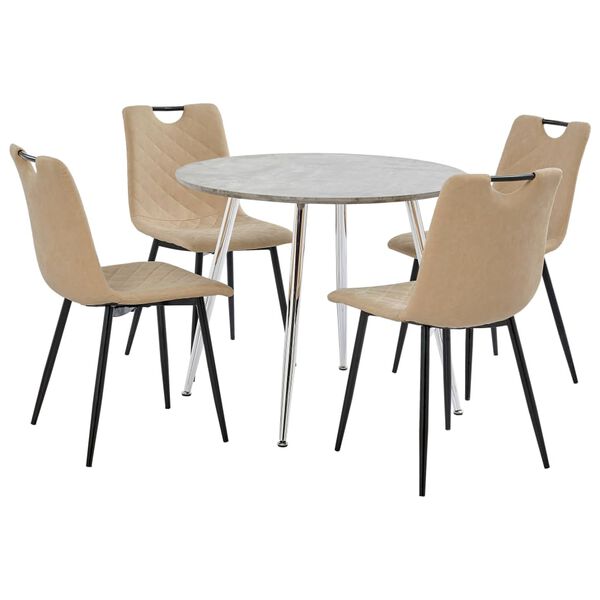 vidaXL 5-tlg. Essgruppe Kunstleder Creme