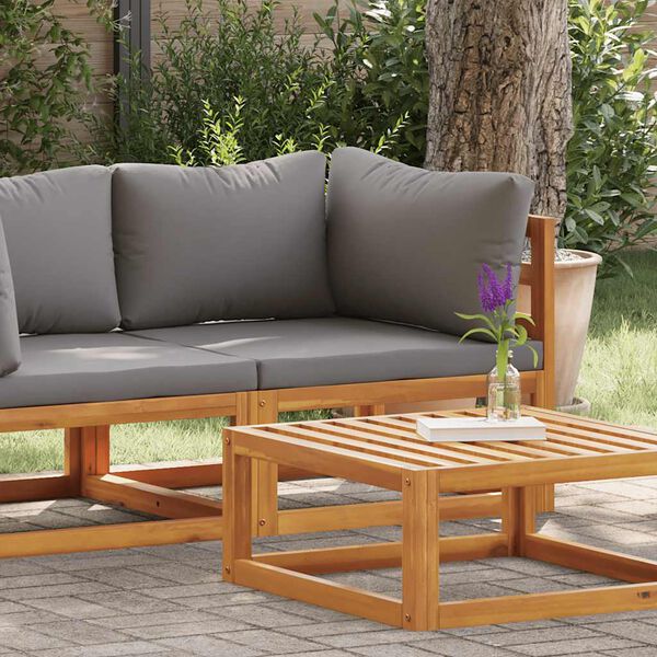 vidaXL Modular-Ecksofa mit Dunkelgrauen Kissen Akazie Massivholz