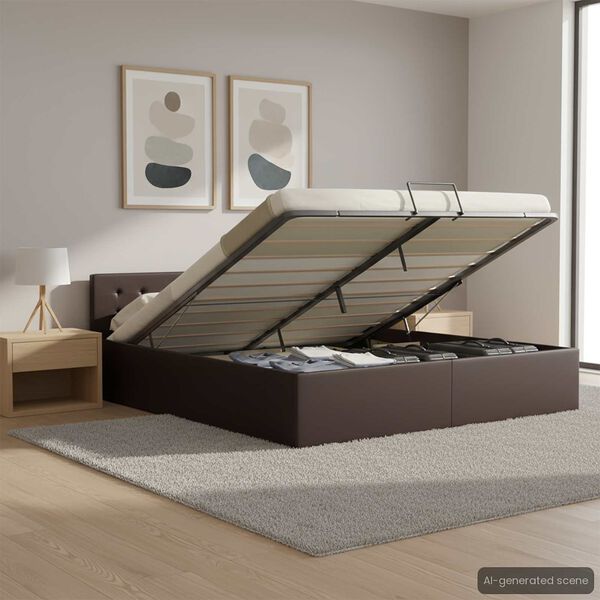 vidaXL Stauraumbett Hydraulisch Grau Kunstleder 160&times;200cm