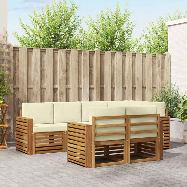 vidaXL Sofagarnituren 7 pcs Natur und Creme Massivholz Akazie