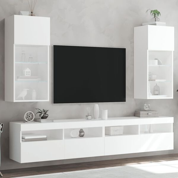vidaXL TV-Schr&auml;nke mit LED-Leuchten 2 Stk. Wei&szlig; 40,5x30x90 cm