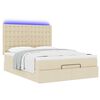 vidaXL Ottoman-Bett mit Matratze & LEDs Creme 140x190 cm Stoff