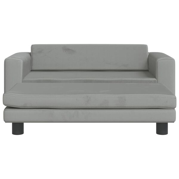 vidaXL Kindersofa mit Hocker Hellgrau 100x50x30 cm Samt