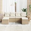 vidaXL Sofa Set mit Kissen 6 pcs Beige und Wei&szlig; Poly-Rattan