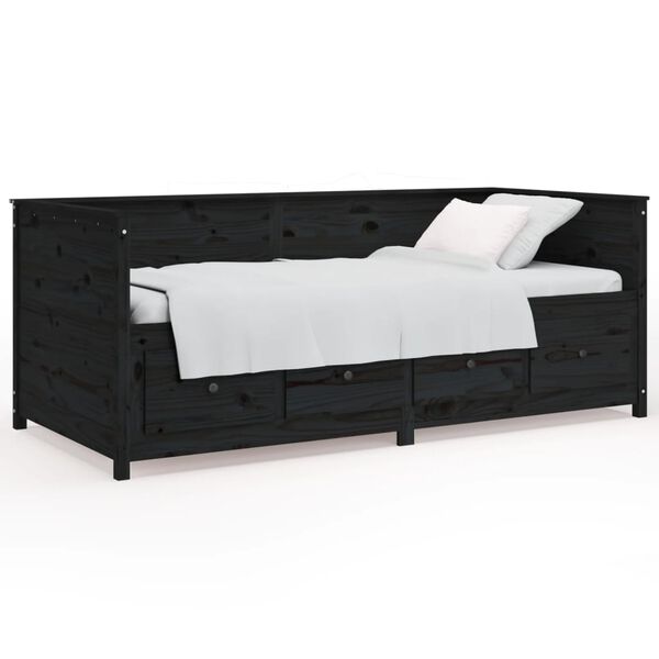 vidaXL Tagesbett Schwarz 90x190 cm Massivholz Kiefer