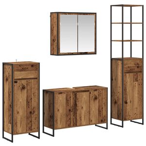 vidaXL Badezimmerm&ouml;bel-Set mit Schubladen Altholz Holzwerkstoff