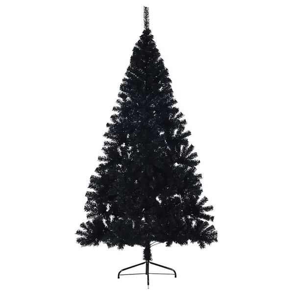 vidaXL K&uuml;nstlicher vorbeleuchteter Weihnachtsbaum Schwarz 240 cm PVC