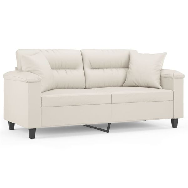 vidaXL 2-Sitzer-Sofa mit Kissen Creme 140 cm Kunstleder