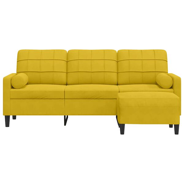 vidaXL 3-Sitzer-Sofa mit Hocker Gelb 180 cm Samt