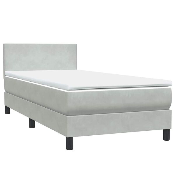 vidaXL Boxspringbett mit Matratze Hellgrau 80x220 cm Samt