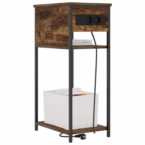 vidaXL Nachttisch Ger&auml;ucherte Eiche 41 x 28 x 76 cm Holzwerkstoff