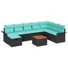 vidaXL Gartensofa-set mit Kissen 9 pcs Schwarz Poly-Rattan