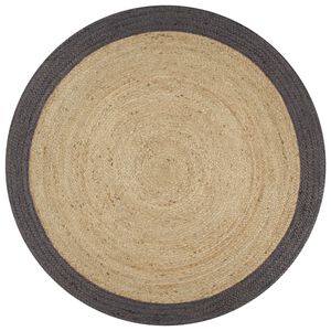 vidaXL Teppich Handgefertigt Jute mit Dunkelgrauem Rand 90 cm