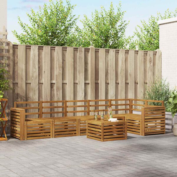 vidaXL Ecksofa Set 7 pcs Natur Massivholz Akazie