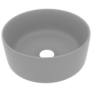 vidaXL Luxuri&ouml;ses Waschbecken Rund Matt Hellgrau 40x15 cm Keramik