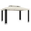 vidaXL Pavillon mit Doppeldach Creme 3,94x2,96 m Stahl