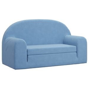 vidaXL Kinder-Schlafsofa 2-Sitzer Blau Weicher Pl&uuml;sch