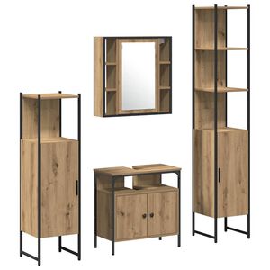 vidaXL Badezimmerm&ouml;bel-Set mit Regal 4 pcs Artisan-Eiche Holzwerkstoff