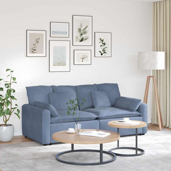 vidaXL Modulares Sofa mit Kissen Blau