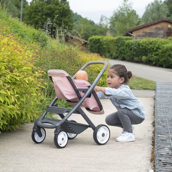 Smoby Sports Spielzeug-Kinderwagen f&uuml;r Zwillingspuppen Maxi-Cosi Hellrosa