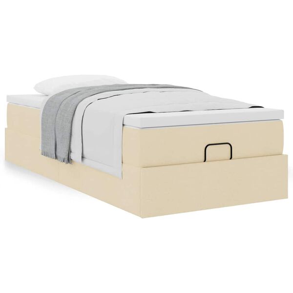vidaXL Ottoman-Bett mit Matratze Creme 100x200 cm Stoff