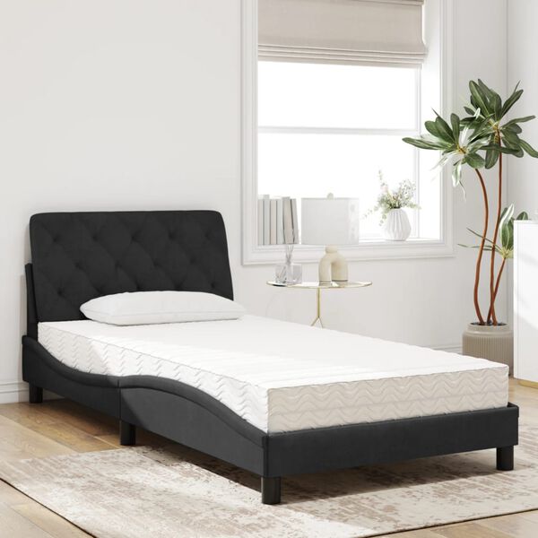 vidaXL Bett mit Matratze Schwarz 100x200 cm Samt
