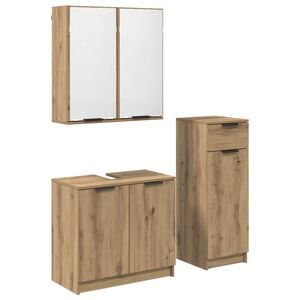 vidaXL Badezimmerm&ouml;bel-Set 3 stk. Artisan-Eiche 64,5 x 33,5 x 59 cm