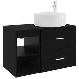 vidaXL Badezimmerm&ouml;bel-Set 2 pcs Schwarze Eiche Holzwerkstoff
