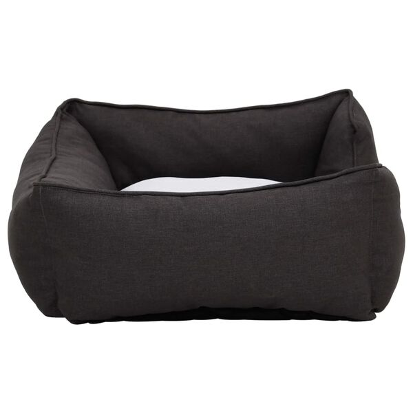 vidaXL Hundebett Dunkelgrau-Wei&szlig; 85,5x70x23 cm Fleece Leinenoptik