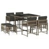vidaXL 9-tlg. Garten-Essgruppe mit Kissen Grau Poly Rattan