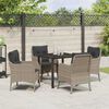 vidaXL Garten Essgruppe mit Kissen 5 pcs Hellgrau Poly-Rattan