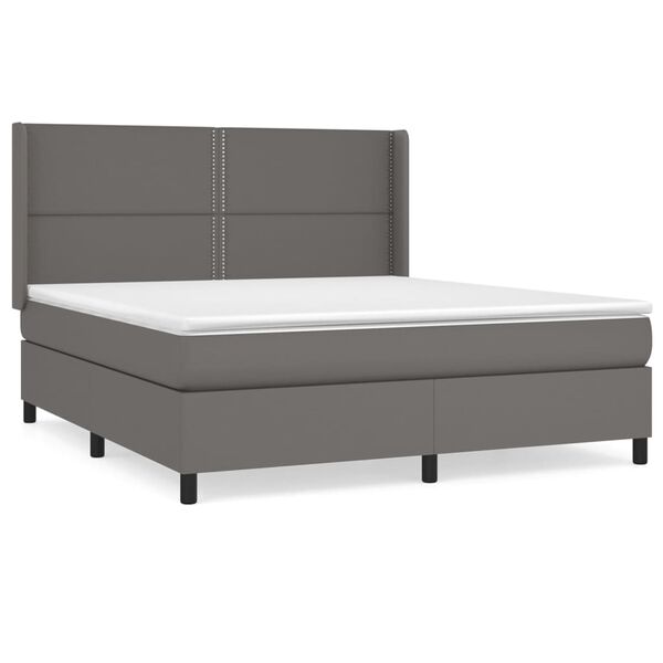 vidaXL Boxspringbett mit Matratze Grau 160x200 cm Kunstleder