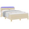 vidaXL LED Boxspringbett mit Matratze mit LED Creme 140 x 190 cm Stoff