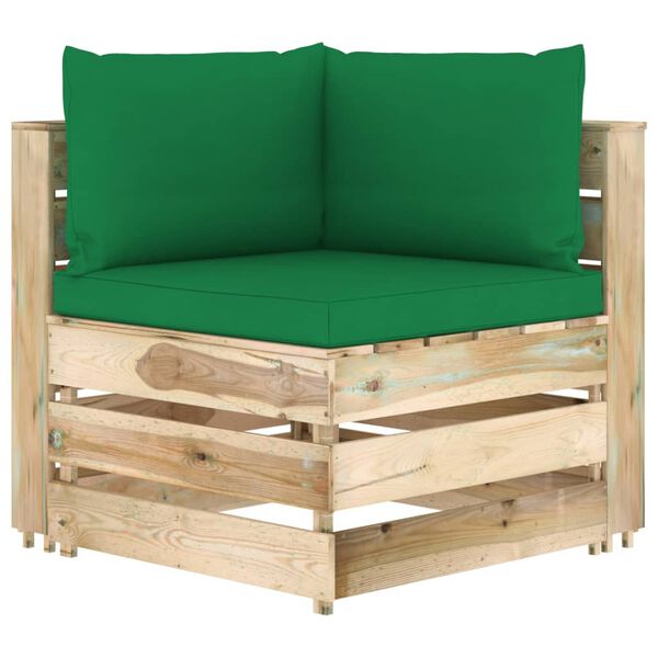 vidaXL 8-tlg. Garten-Lounge-Set mit Kissen Gr&uuml;n Impr&auml;gniertes Holz