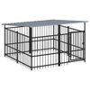 vidaXL Outdoor-Hundezwinger mit Dach Stahl 3,75 m&sup2;
