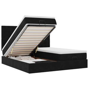 vidaXL Ottoman-Bett mit Matratzen & LEDs Schwarz 180x200 cm Samt