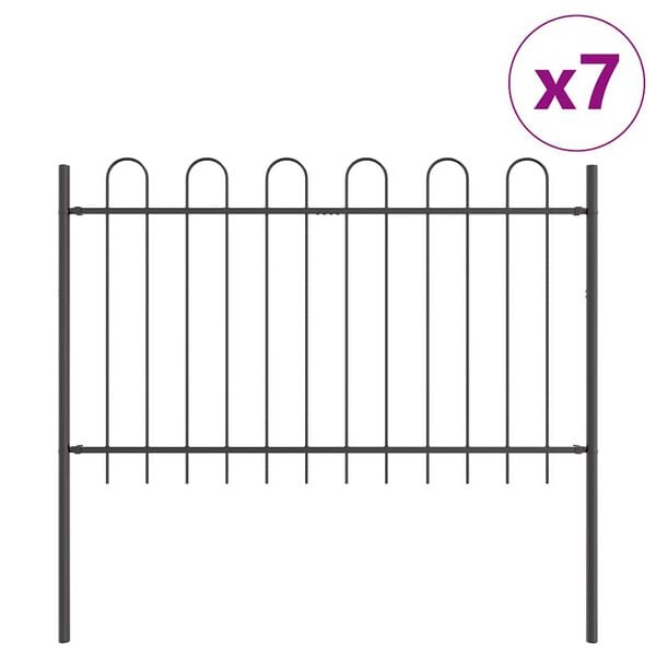 vidaXL Gartenzaun 7 pcs Grau 11,9 x 0,8 m Pulverbeschichteter Stahl