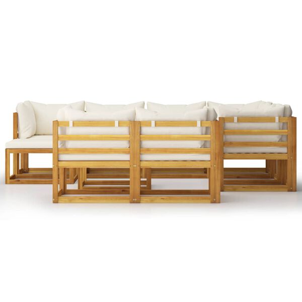 vidaXL 10-tlg. Garten-Lounge-Set mit Auflagen Creme Massivholz Akazie