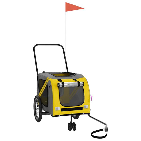 vidaXL Fahrradanh&auml;nger Hunde Gelb und Grau Oxford-Gewebe und Eisen