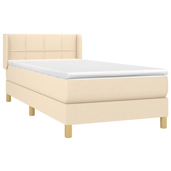 vidaXL Boxspringbett mit Matratze Creme 90x190 cm Stoff