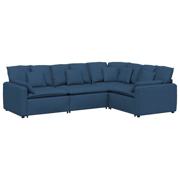 vidaXL Modulares Sofa mit Kissen Stoff Blau