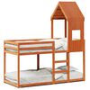 vidaXL Etagenbett mit Dach Wachsbraun 75x190 cm Massivholz Kiefer