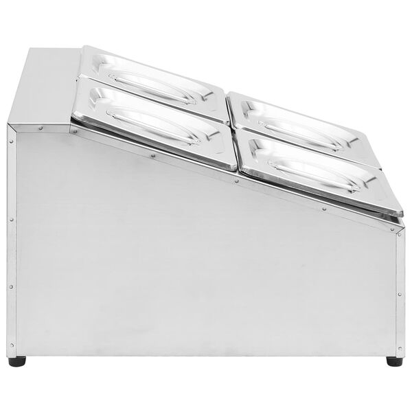 vidaXL Gastronorm-Ständer mit 4 GN 1/6 Behältern Edelstahl
