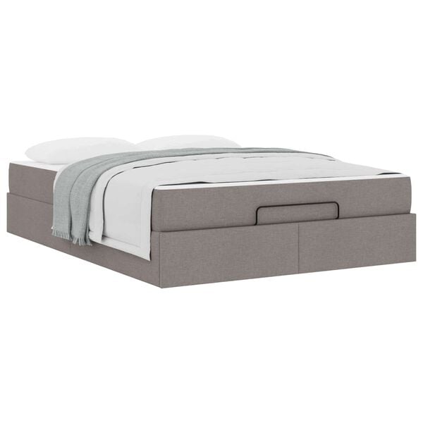 vidaXL Bettgestell mit Matratze mit Matratze 2 pcs Taupe Stoff