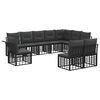 vidaXL Outdoor-Sofagarnitur 10 pcs Schwarz und Dunkelgrau Polyester
