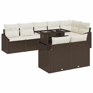 vidaXL Gartensofa-set 9 stk. Braun und Creme Poly-Rattan