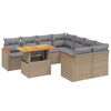 vidaXL 9-tlg. Garten-Sofagarnitur mit Kissen Beige Poly Rattan