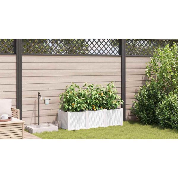 vidaXL Garten-Pflanzgef&auml;&szlig; 3 pcs Wei&szlig; Kunststoff