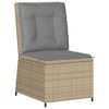 vidaXL Gartensessel mit Liegefunktion und Kissen Beige Poly Rattan