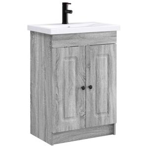 vidaXL Badezimmerm&ouml;bel-Set Grau Sonoma 56 x 37,5 x 81 cm Holzwerkstoff